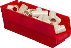 Akro-Mils 30120 Plastic Shelf Bins, Heavy Duty Storage Bins for Garage, Closet, and Drawer Organization, 12" x 4" x 4", Red, 