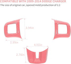 Linskip Steering Wheel Trim Compatible with Dodge Journey 2013-2023 & Challenger/Charger/Durango/Dart 2009-2014, Challenger Steering Wheel Cover, Challenger Interior Accessories 3Pcs(Pink)