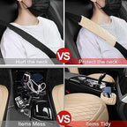 Sanwom Front Car Seat Covers - Leather Seat Covers with Storage Pocket and Two Belt Pads, Anti-Slip Waterproof Universal Seat