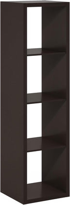 Furinno CUBICLE Book Shelf, Vertical 4-Cube Bookshelf, Extra Thick Horizontally & Vertically Reversible Bookcase with Open Ba