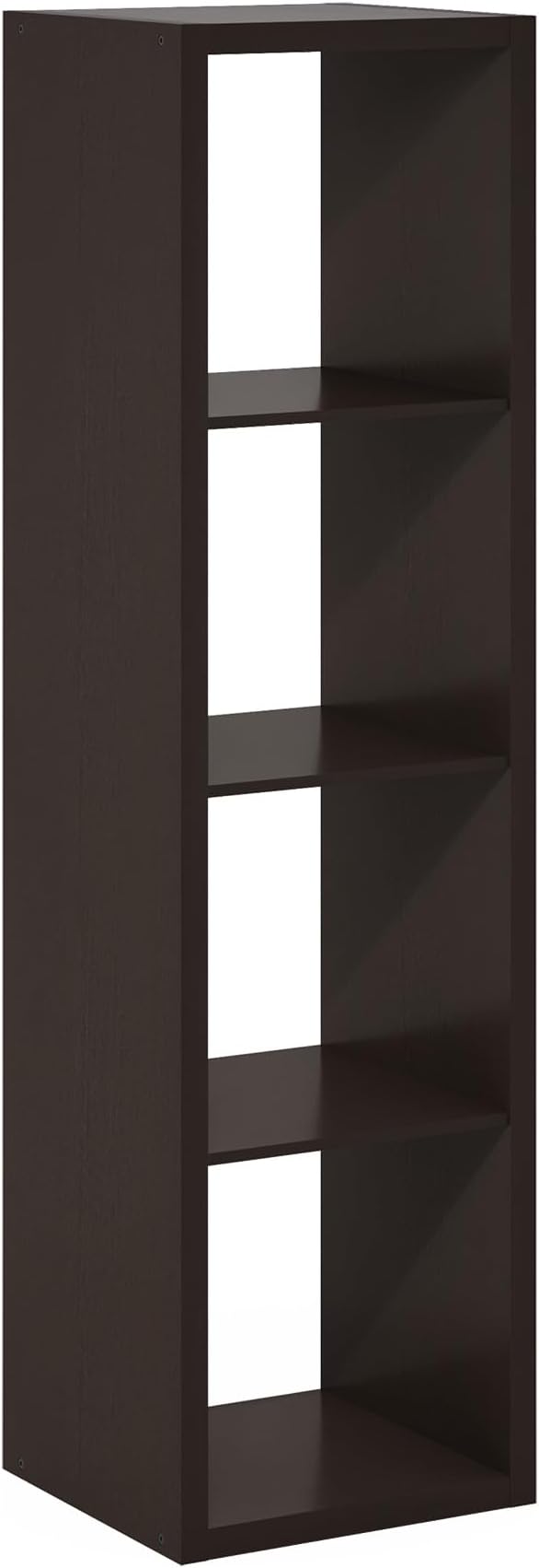Furinno CUBICLE Book Shelf, Vertical 4-Cube Bookshelf, Extra Thick Horizontally & Vertically Reversible Bookcase with Open Ba