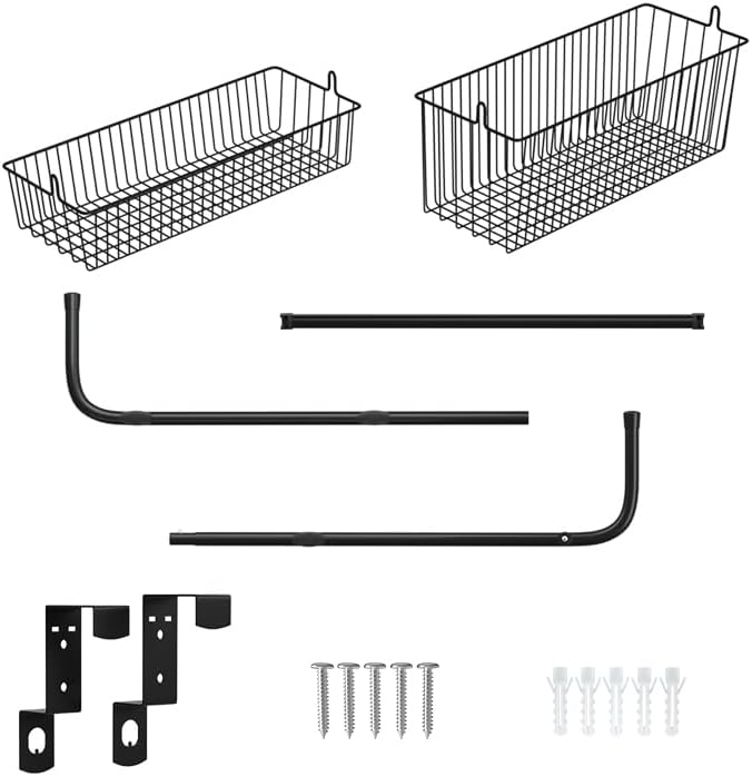 Fancial Over The Door Organizer, Metal Organizer, 3-Layer Hanging and Wall-Mounted mesh Baskets, Easy to Install,Black