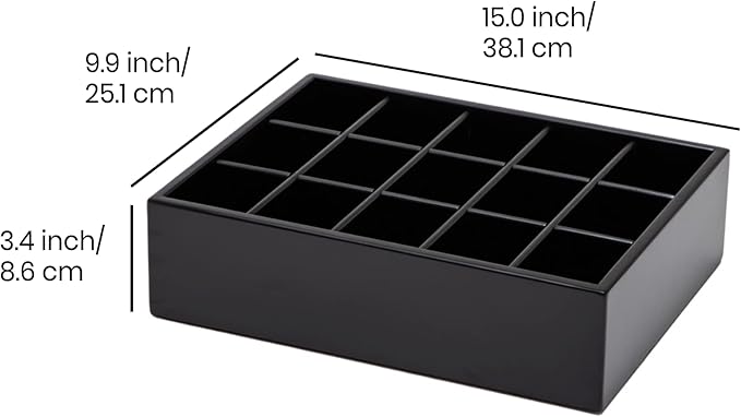 GOBAM Bamboo Closet Drawer Organizer, 15 Compartments - Drawer Divider & Storage Box for Ties, Bras, Briefs, Socks & Jewelry 