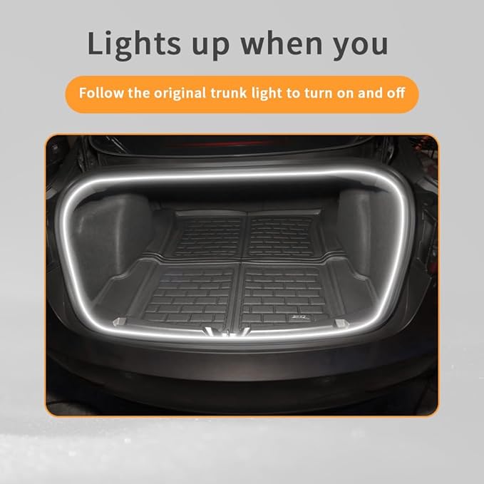 Trunk LED Light Strip for Tesla Model 3 2018-2023 - Waterproof & Easy Installation Interior Lighting Bar with Flexible Silicone, Trunk Ambient Lighting Accessories (DC 15V, Cool White)