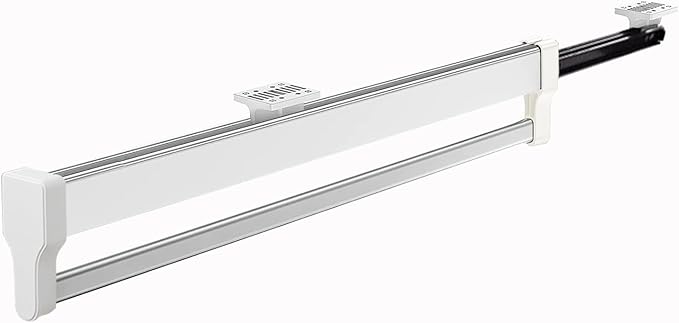 Pull Out Closet Valet Rod, Adjustable Sliding Heavy Duty Steel Top Mounted Clothes Storage Hanger Rail for Closet Wardrobe (3