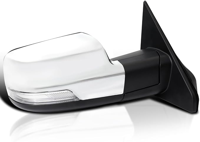 Spec-D Tuning Chrome Power Fold Heated + Puddle + Blind Spot Monitor Right Passenger Side Mirror Compatible with 2019-2024 Ram 1500, Left + Right Pair