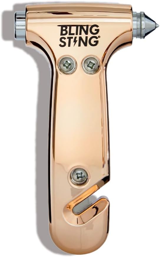 BLINGSTING Safety Hammer - Emergency Automotive Escape Tool with Window Breaker, Seat Belt Cutter & Adjustable Car Visor Stra