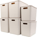 Yishyfier Plastic Storage Baskets With Lid Organizing Container Lidded Knit Storage Organizer Bins for Shelves Drawers Deskto