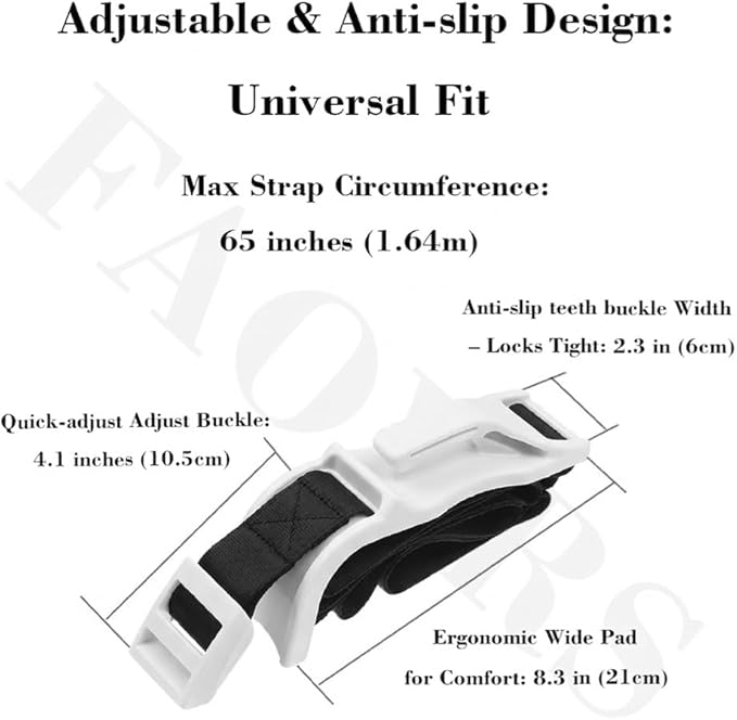 Universal Fastening Straps for Car Seat Cushions - Adjustable Extension Bands, White