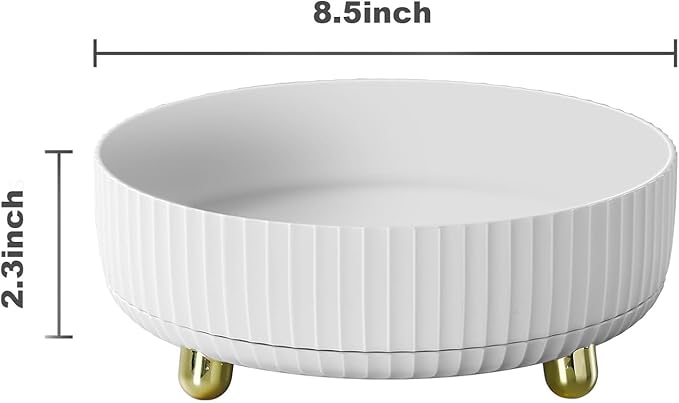 funest Makeup Perfume Organizer, 360 Degree Rotating Lazy Susan Cosmetic Desk Storage Lotions Display Case Round Tray with La