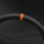 Morandi Color Steering Wheel Cover, Nappa Leather, Fashionable Sporty Style, Universal 15 inches, Black and Orange