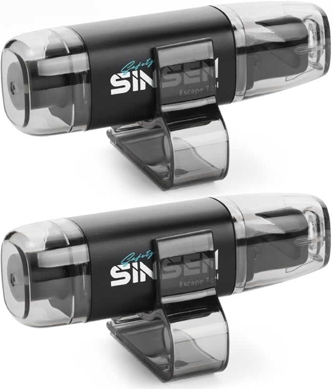 SINSEN Car Window Breaker Seat Belt Cutter Tool, Emergency Safety Hammer Tool to Break Glass, Portable Escape Kit, 2 Pack(Bla