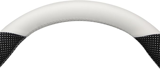 MEWANT Hand Stitched White Leather Tesla Model 3 Steering Wheel Cover for Tesla Model 3 2017-2023 / Model Y 2020-2023 for Tesla Model 3/Y Accessories
