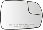 TRQ Passenger Side Mirror Glass with Backing Plate Spotter Convex Compatible with 2015-2018 Ford Edge FO1325223 FT4Z17K707A