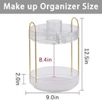 shuang qing Rotating Makeup Organizer for Vanity, High-Capacity Skincare Clear Make Up Storage Perfume Organizers Cosmetic Dr