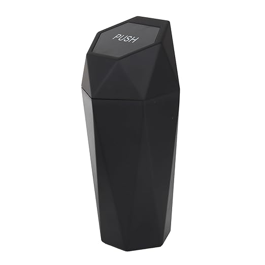 Car Trash Can Bin,Small Garbage Can with Lid,Automotive Cup Holder Mini Cars Trashcan,Portable Cars Door Trash Cans,Car Must Have Accessories Interior Essentials Gadgets Dustbin (1Pcs, Black)