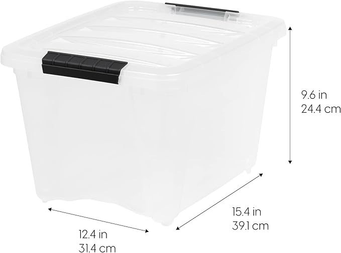 IRIS USA 19 Qt Stackable Plastic Storage Bins with Lids, 6 Pack - BPA-Free, Made in USA - Discreet Organizing Solution, Latch