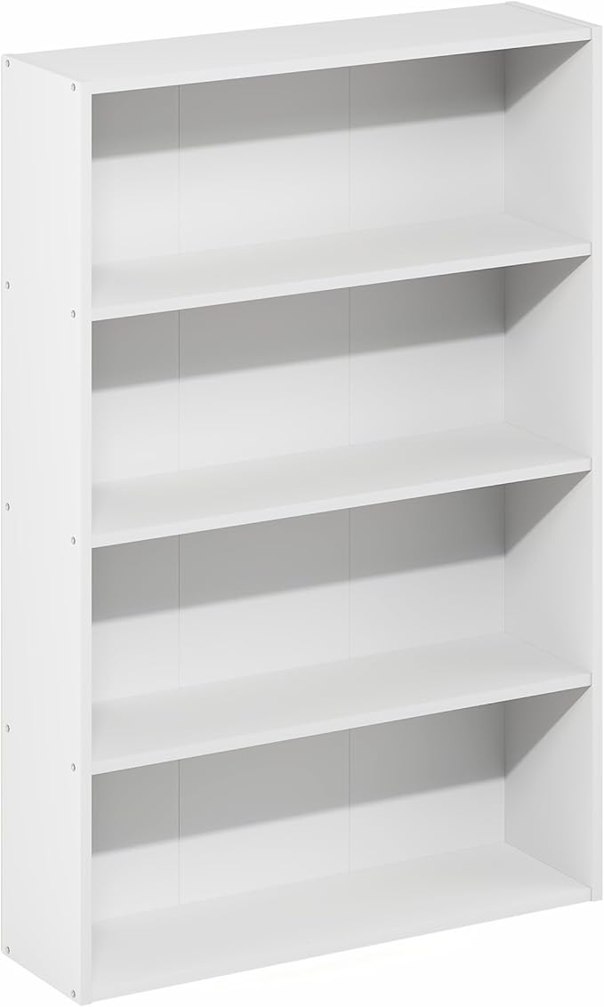Furinno Basic Book Shelf, 4-Tier Bookcase with Open Shelf, Bookshelf, Cube Storage Organizer, 6 x 24 x 35, for Living Room, B