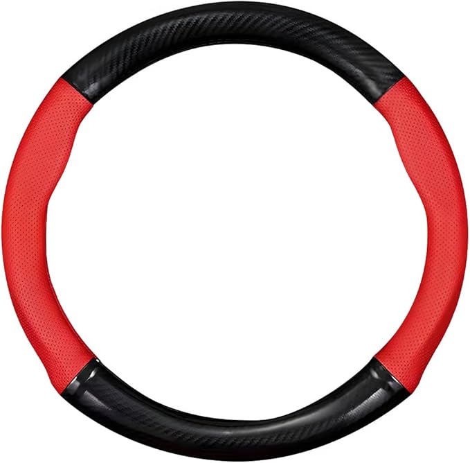 Car Breathable Steering Wheel Cover, Carbon Fiber Wear-Resistant Steering Wheel Protector for Comfy Grip, Universal Non-Slip 