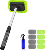 XINDELL Windshield Cleaning Tool for Car – Extendable Handle Window Cleaner with Reusable Microfiber Pads, Streak-Free Interi