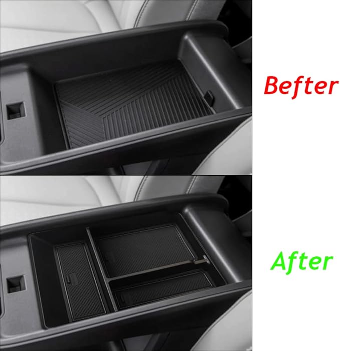 BestEvMod for Ioniq5 Armrest Storage Box Center Console Organizer Tray Interior Accessories with Rubber Black Trim Compatible with Hyundai Ioniq 5 2022-2026 Accessories(V2)