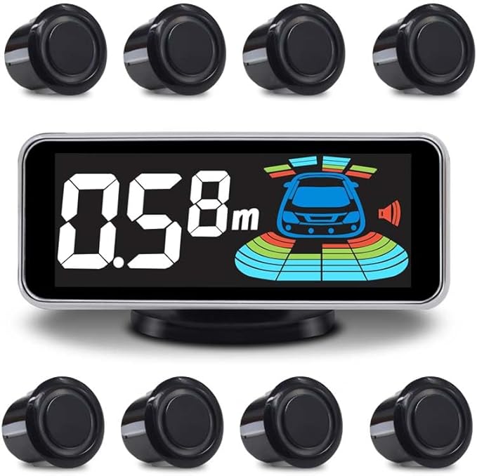 Backup Parktronic System Car Auto Vehicle Reverse with 8 Parking Sensors kit Distance Detection LCD Distance Display Sound Wa