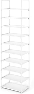Kitsure Shoe Rack - 10-Tier Shoe Organizer with Detachable Fabric Shelves & Metal Frame, Tall Shoe Rack for Closet, Entrance,