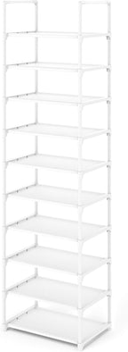 Kitsure Shoe Rack - 10-Tier Shoe Organizer with Detachable Fabric Shelves & Metal Frame, Tall Shoe Rack for Closet, Entrance,