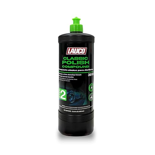 LAUCO Step 2 Fine Polish Compound – 32oz, Professional Swirl Mark & Scratch Remover for Automotive Paint, Silicone-Free, Clear Coat Safe Polishing Compound for High-Gloss Finish, Body Shop