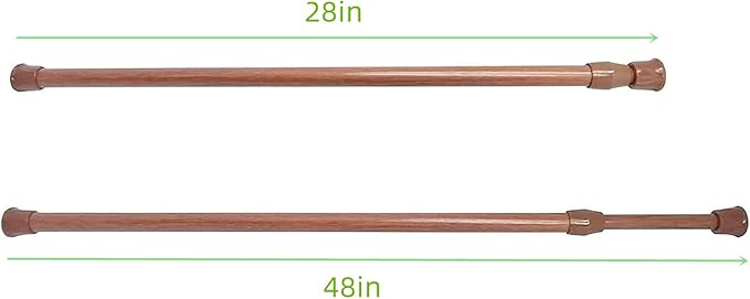 4 Pack Adjustable Spring Steel Cupboard Bars - 28-48 Inches Extendable Width Curtain Rods & Closet Rods