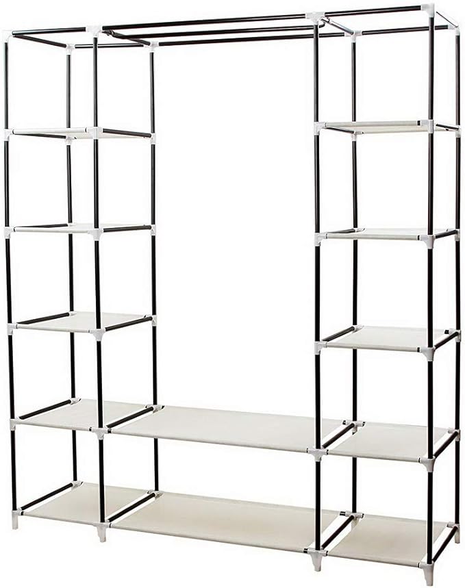 69" Portable Closet Storage Organizer Wardrobe Clothes Rack,Covered Garment Rack,Steel Tube Clothes Storage Organizer,Freesta