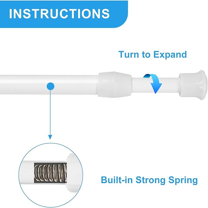 6 Pack Tension Curtain Rod 15.7-28 Inch, Small Short Adjustable Extendable Spring Loaded Rods for Windows Cabinet Blinds Clos