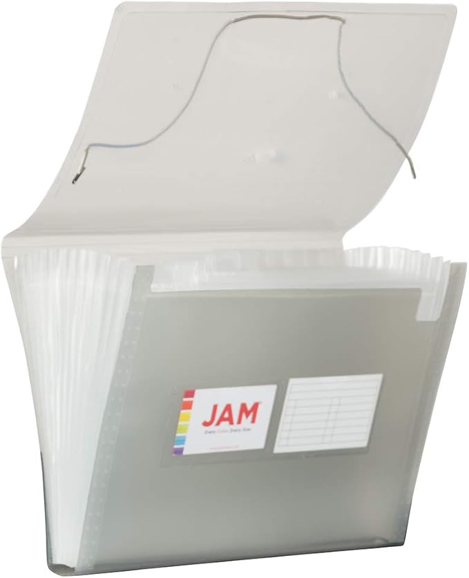JAM PAPER Accordion Folders - 13 Pocket Plastic Expanding File - Letter Size - 9 x 13 - Smoke Grey - Sold Individually