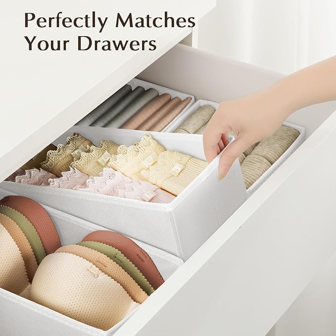 DIMJ Drawer Organizers Clothes, Set of 16 Dresser Organizer Bins, Fabric Closet Organizers and Storage, Shallow Drawer Divide