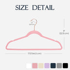 HOUSE DAY Lt Pink Velvet Hangers 240 Pack, Premium Non-Slip Clothes Felt Hangers, Sturdy Black Heavy Duty Coat Hanger, Durabl