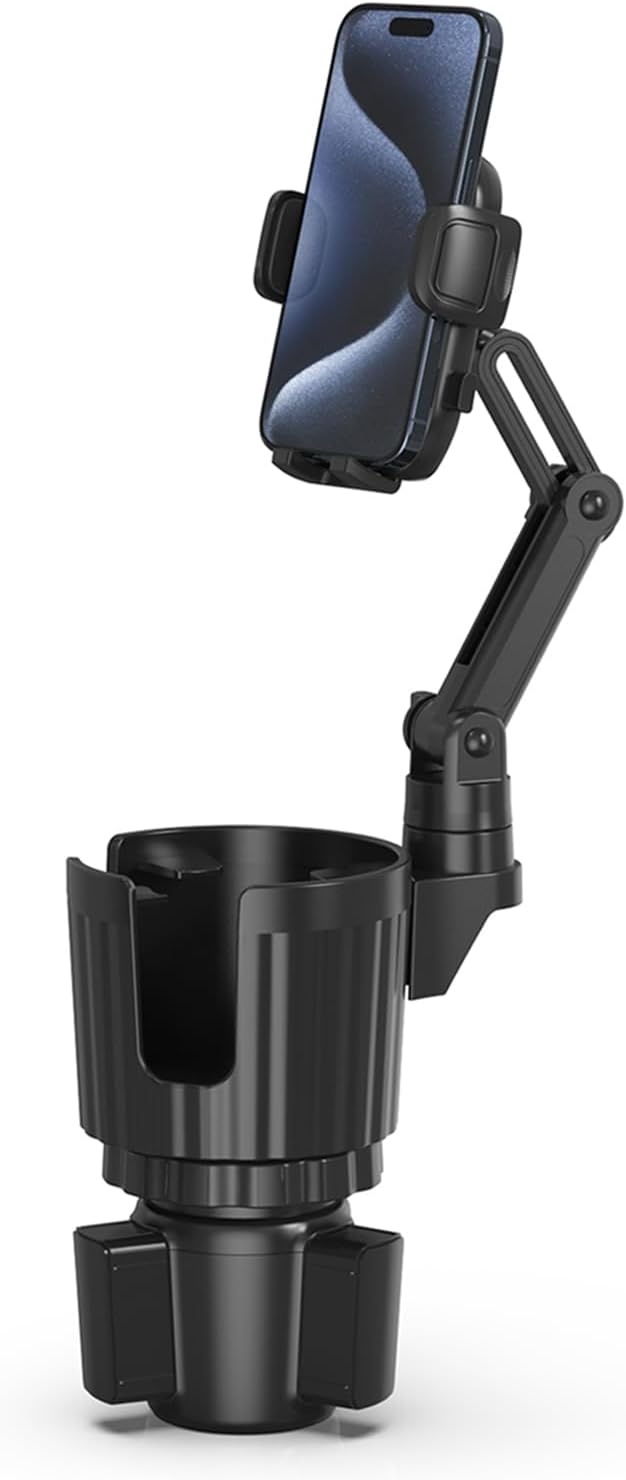 Phone Holders for Your Car, 2 in 1 Universal Cup Holder Expander Adjustable Base with Phone Mount, Long Arm with 360°Rotation