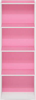 Furinno Luder Bookcase / Book / Storage, 4-Tier, Pink/White