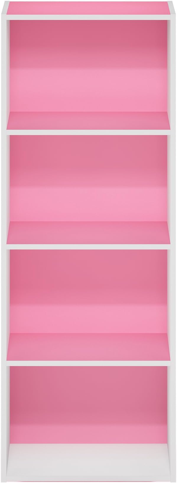 Furinno Luder Bookcase / Book / Storage, 4-Tier, Pink/White