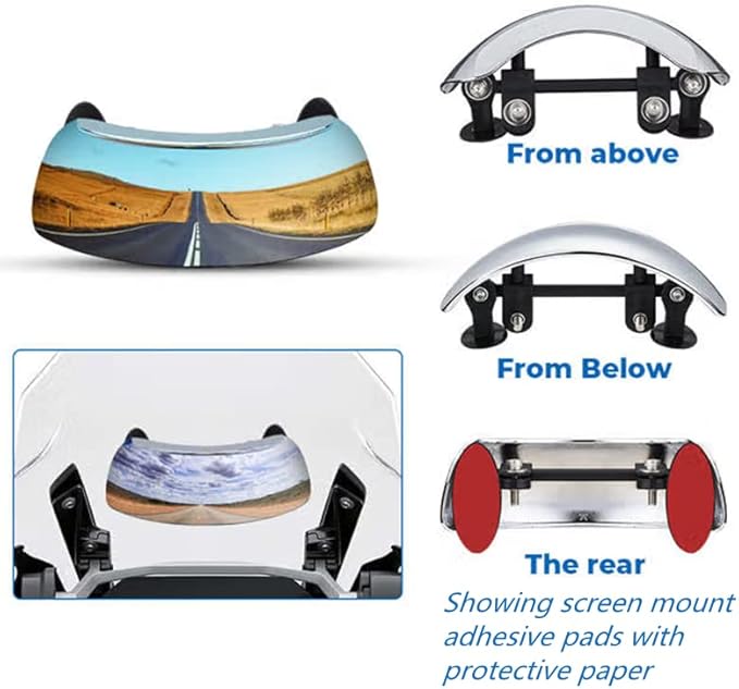 Qiilu Motorcycle Rearview Mirror, 180 Degree Wide Angle Safety Rear View Mirror Blind Spot Side Mirror for Motorcycle Cruiser Sport Bike Street Bike Scooter