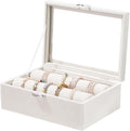 Bracelet Holder Organizer Box, Jewelry Storage Case with 2 Rods, Bangle Watch Display Tray for Women Girls (Beige)