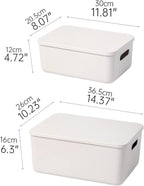Yishyfier Plastic Storage Baskets With Lid Organizing Container Lidded Knit Storage Organizer Bins for Shelves Drawers Deskto