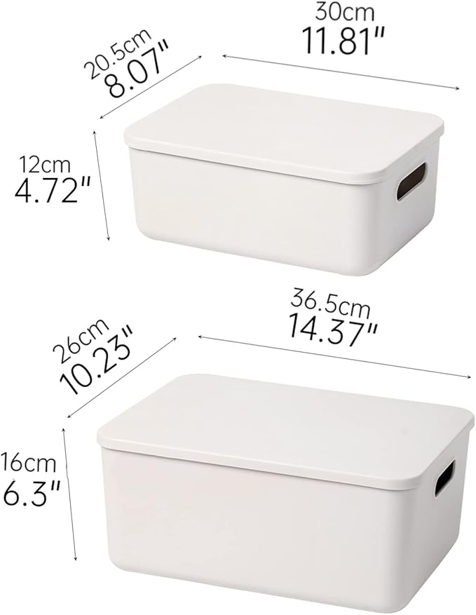 Yishyfier Plastic Storage Baskets With Lid Organizing Container Lidded Knit Storage Organizer Bins for Shelves Drawers Deskto