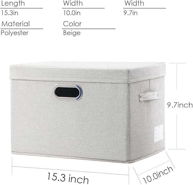 PRANDOM Collapsible Storage Bin with Lid [3-Pack] Fabric Foldable Storage Box Organizer Container Basket Cube with Cover for 