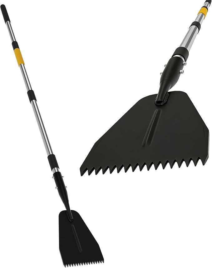 Ice Scraper for Driveway, Saw-Tooth Ice Chopper for Driveway, Heavy Duty Jagged Scraper with 61 Inch Long Handle, All Steel Thick Blade Snow Breaking Ice Remover Tool for Sidewalk, Walkway, Roads