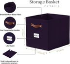 DECOMOMO Storage Baskets, 13x15x13 Storage Cube Bins with Labels for Organizing Shelves Kallax (Kallax / 4pcs, Deep Violet)