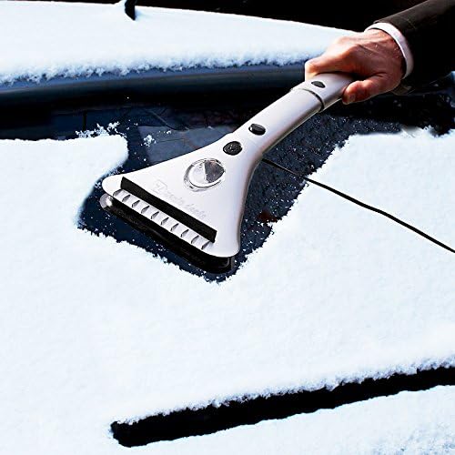 Zento Deals Heated Car Window Snow/Ice Scraper with Light - Extendable 12V LED Light with 15.8 feet Long Cord (2) (Silver - (1pc))