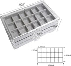 YUFONG Earring Organizer Box Acrylic Jewelry Organizer with 3 Drawers 54 Adjustable Grids Clear Stackable Earring Holder Velv
