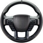 Belinous Leather Steering Wheel Cover Lace Up, Hand-Stitch on Wrap, Steering Wrap Compatible with Ford 2015-2020 F-150/2017-2021 F-250 F-350 F-450 F-550/2020-2021 F-600/2021 F-650 F-750 (Black)