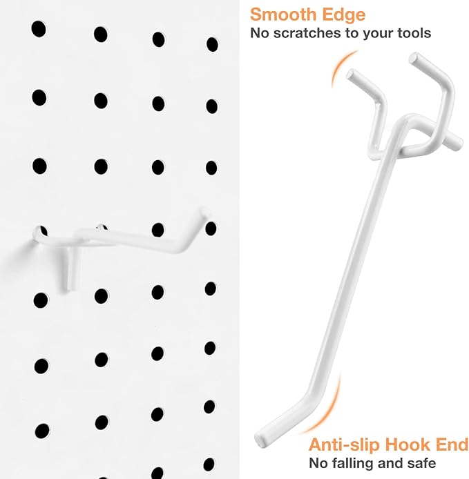G.CORE 24-Pack Pegboard Hooks, 2" 4" Peg Board Tool Utility Hangers Fit 1/4" Pegboards, Heavy Duty Metal Shelving Brackets, W
