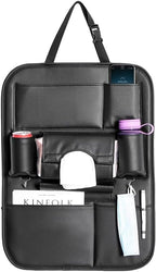 2 Pack PU Leather Premium Car SeatBack Organizer Travel Accessories Kick mats Back seat Protector and Cup Holder Holder Universal Use Seat Covers (23×17 in)